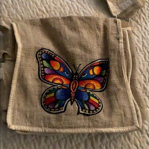 Crossbody bag with butterfly embroidery